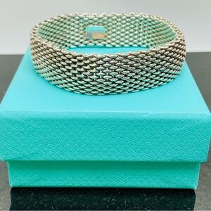 Tiffany & Co Somerset .925 Sterling Silver Mesh Weave Bangle Bracelet